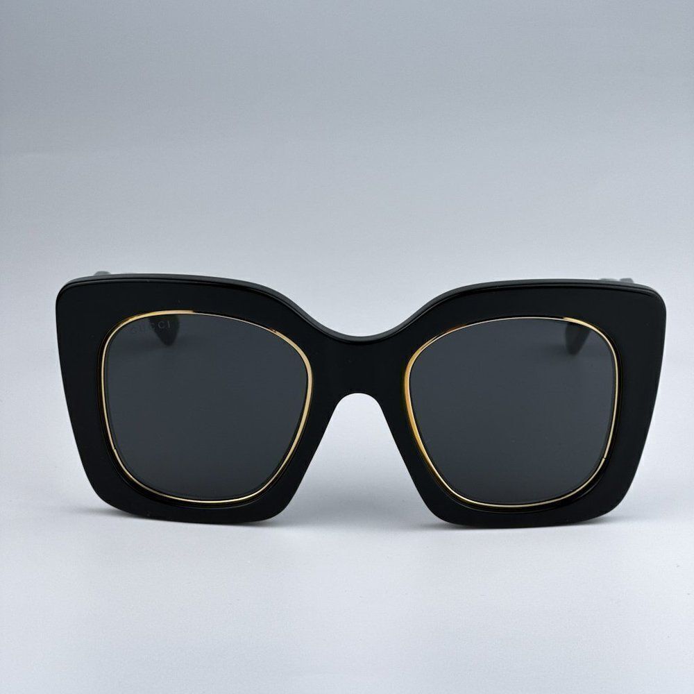 NEW Gucci GG1151S 001 Black/Gold Grey Cat Eye Oversized  Unisex Sunglasses - Picture 2 of 12